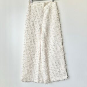 ZARA | UNIQUE FEATHERED TEXTURED CROPPED WIDE LEG CULOTTE TROUSERS FLIRTY FUN